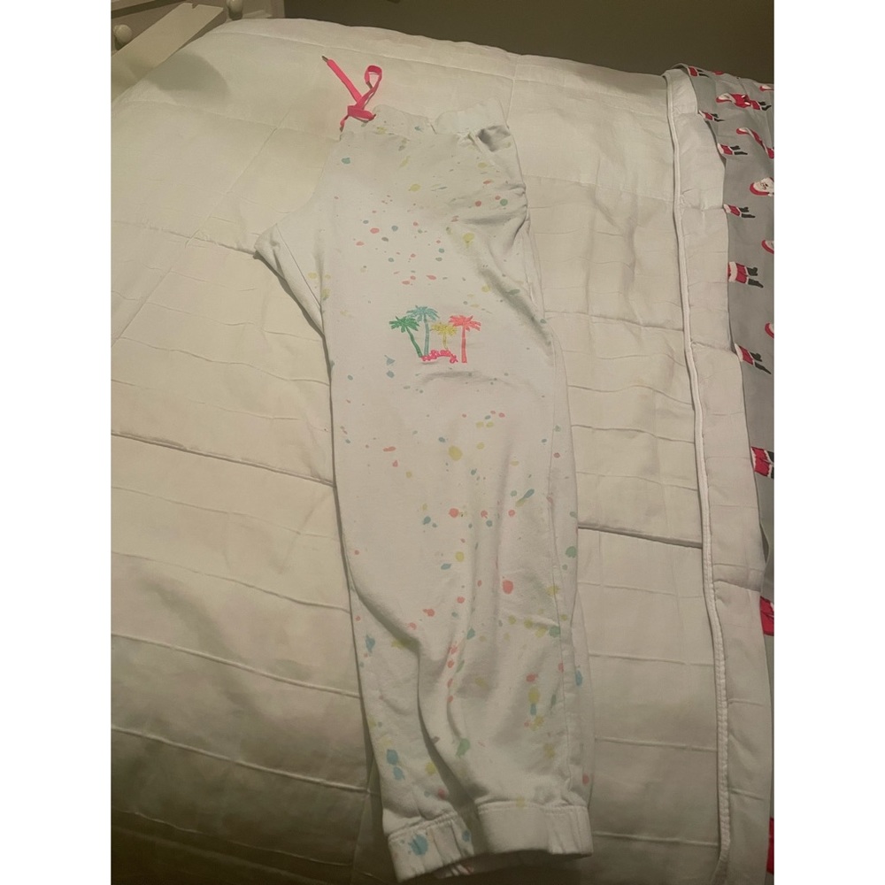 White Palm-Print Women's Lounge Pants